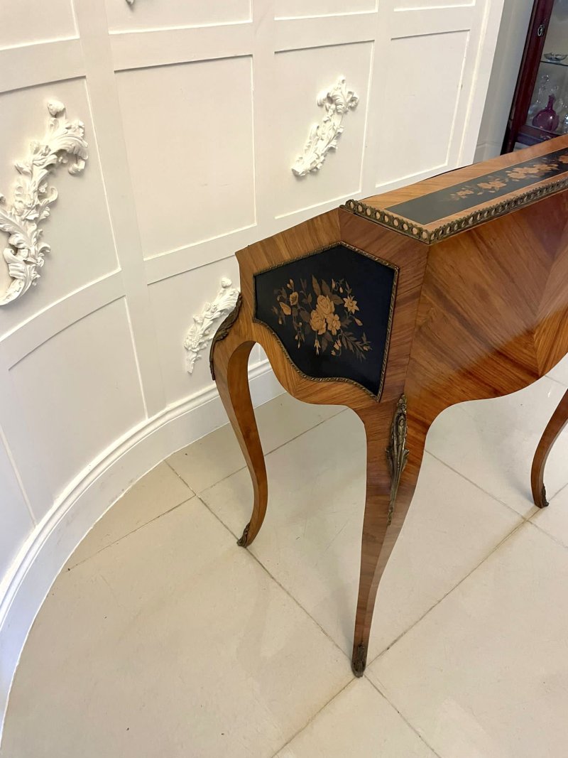 Antique Victorian Quality Satinwood Freestanding Marquetry Inlaid French Bureau - Image 5